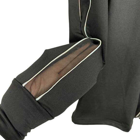 Bebe Sport NWT Black Stretch Iridescent Logo Zip Up Athleisure Track Jacket - Picture 10 of 14